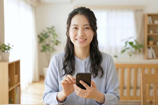 スマホを確認する女性